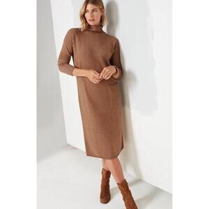 J. JILL Pure Jill Marled Sweater Dress Midi Funnel Neck Nutmeg Heather M NWT